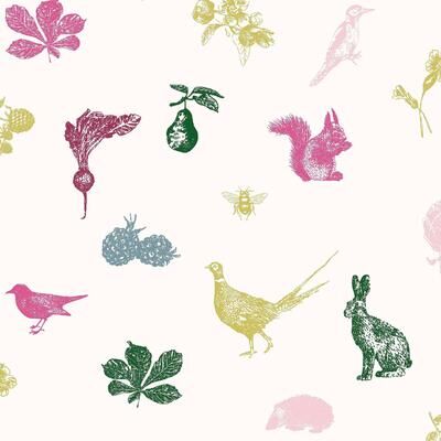 Joules Etched Woodland Creme Multi Wallpaper