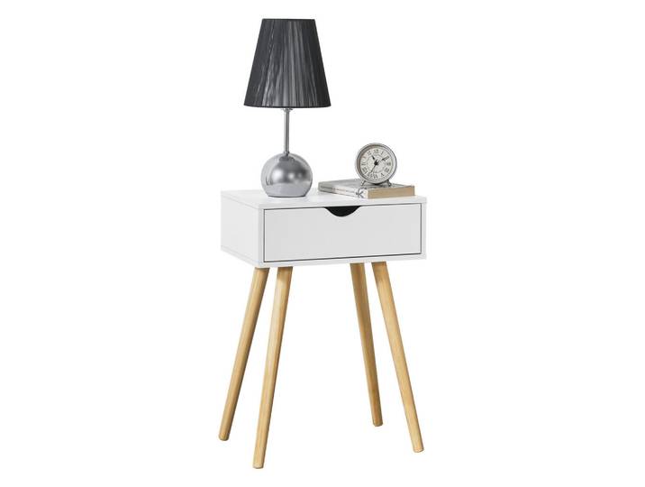 [en.casa] Beistelltisch Östersund, Weiß, Holz, 1 Schubladen, 40x60x30 cm, Wohnzimmer, Wohnzimmertische, Beistelltische