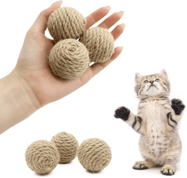 Inspire Curations Handmade Sisal Sounding Cat Ball Toy Set 1pcs