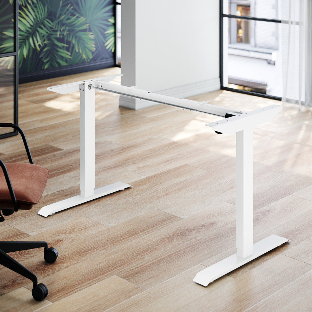 Inbox Zero 42cm, Electric Lift Desk Frame with Anti-Collision and Three Memory Functions White 120cm W X 42cm D