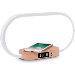 Halterrego, Tischlampe, Lampe de chevet avec chargeur induction à 10W, lumiosité réglable, 1 port USB p