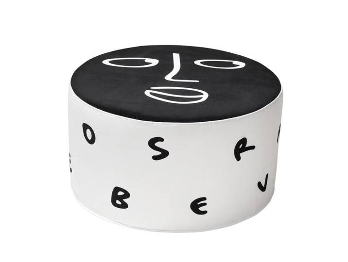 QEEBOO pouf MIDNIGHT MONOLOGUE Shantell Martin Collection (Ø 65 x 40 cm - Polyester et polyamide)