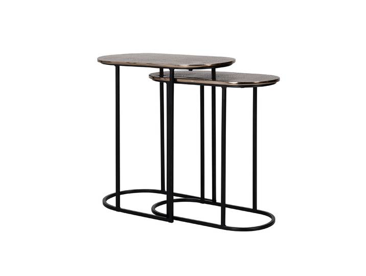 Richmond Bijzettafel Chandon Set van 2 stuks - Zwart - Ovaal