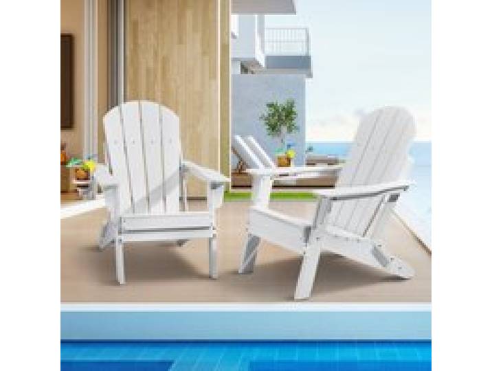 VEVOR Adirondack-Stuhl aus Kunststoff, 2er-Set, wetterfest, tragbar, klappbar, Feuerstellenstuhl, Adirondack-Terrassenstuhl für den Außenbereich mit Getränkehalter, mit entspannender Armlehne, ergonomisch, für Garten, Hinterhof – Weiß