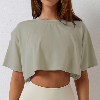 Daily Discovery Women's Workout Crop Top Cotton Loose Fit Yoga Crop Top light Grey m