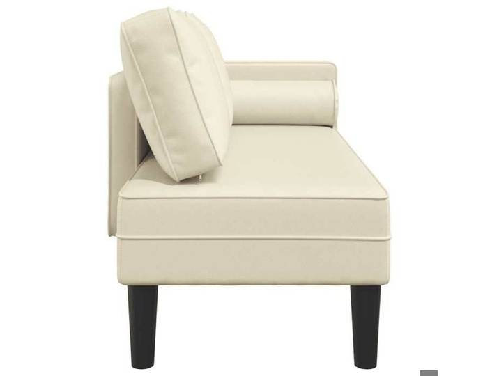 Chaise longue en similicuir - WIENS - Coussins inclus - Crème - 116.5x62x57.5 cm - Similicuir - Bois massif