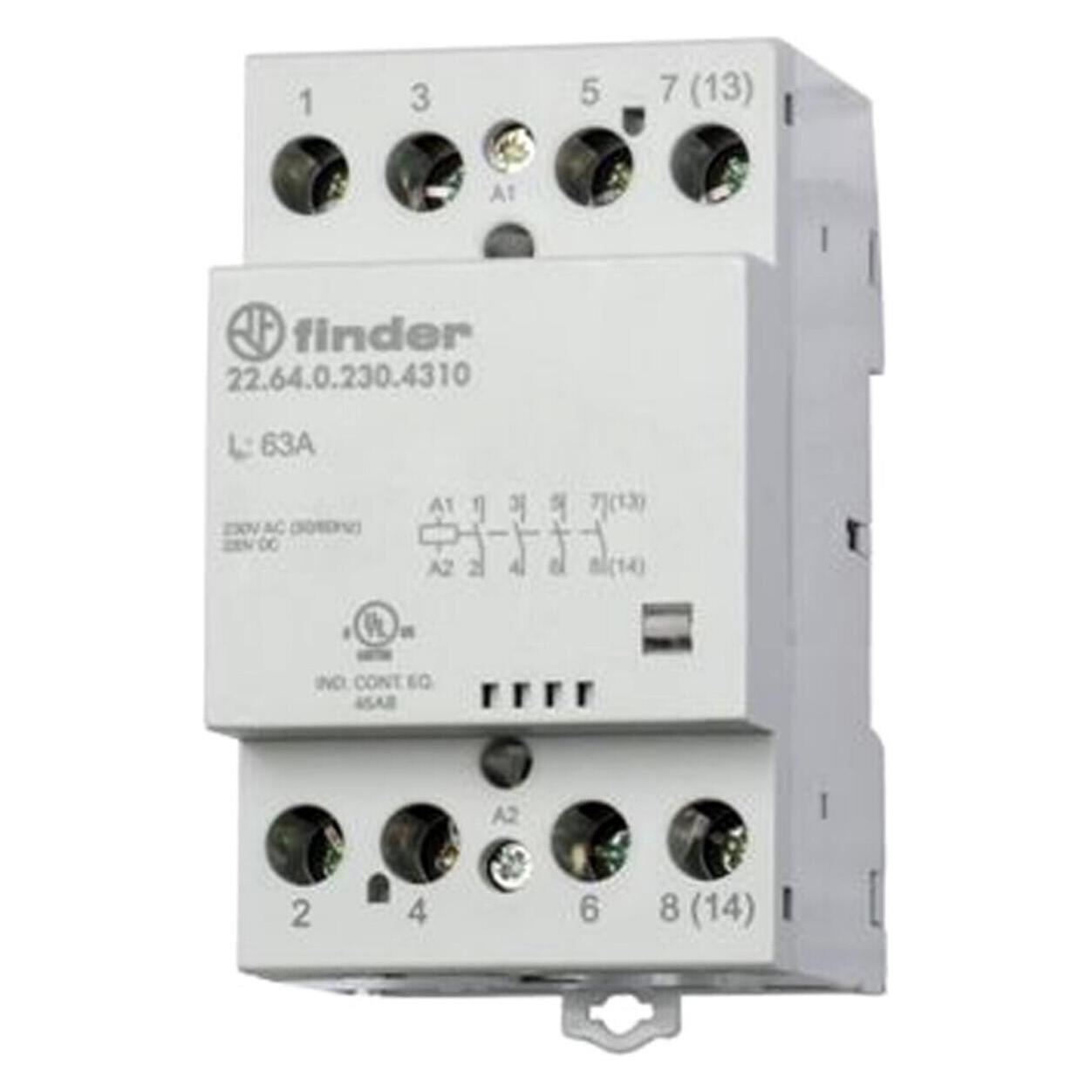 Finder Modular contactor 63A, 4 NO, 24vac/dc (22.64.0.024.4310)