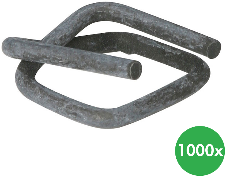 B2B Partner Drahtstahlklemme phosphatiert, für PP/PES-Bänder, 19 mm, 1000 Stk.