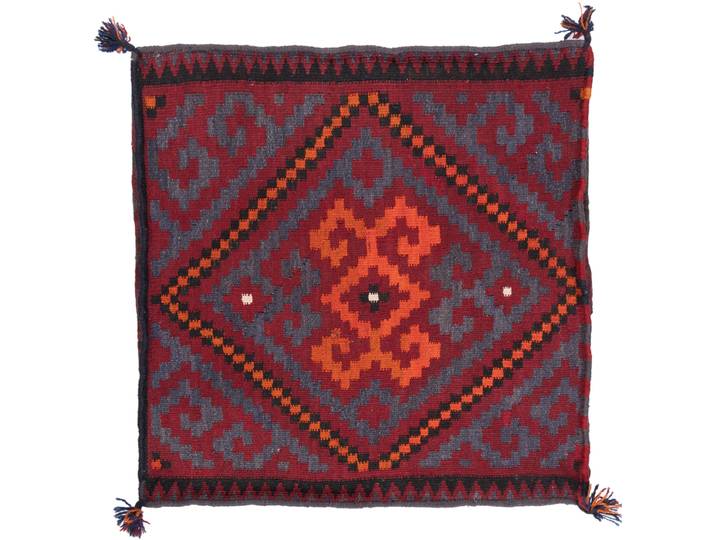 Kelim Afghan Kissenbezug Teppich 60x60 Handgewebt Orientteppich Quadratisch Wolle
