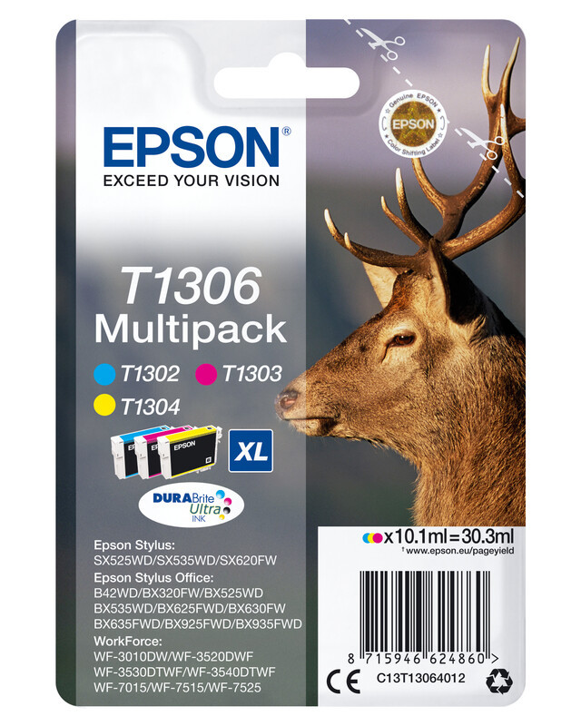 Epson Stag multipack 3 kleuren T1306 DURABrite Ultra inkt