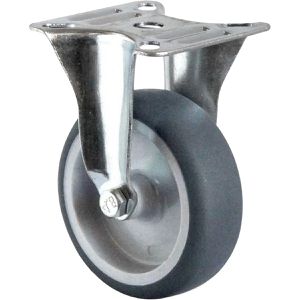 CASCOO Apparaterolle Serie P2T2, mit Anschraubplatte, 75mm Ø, Tragkraft 75 kg, Bockrolle aus TPE