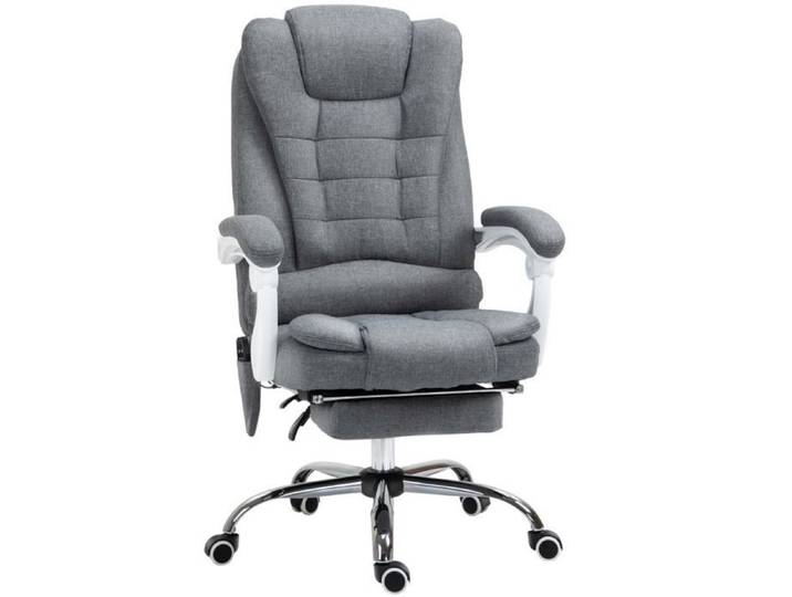 Chaise de bureau grise massante et chauffante inclinable