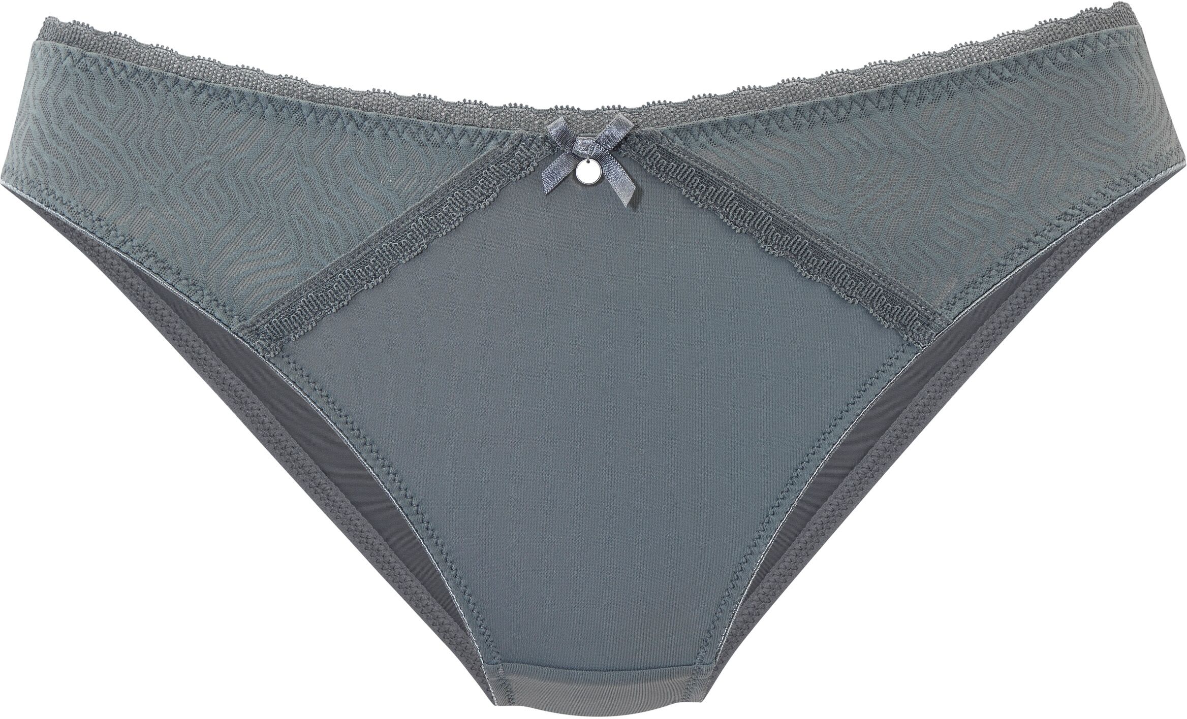 Slip NUANCE BY LASCANA, Damen, Gr. 48/50, grau (graphit), Spitze, Obermaterial: 82% Polyamid, 18% Elasthan, Unterhosen Slip, mit feiner Zierschleife graphit 48/50