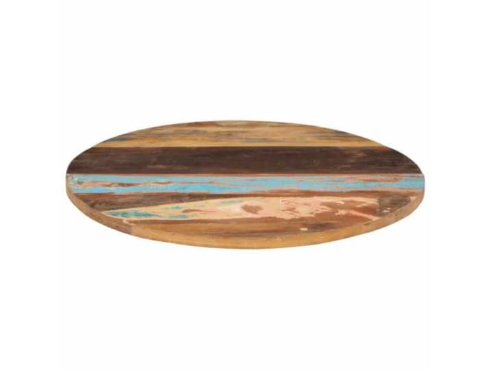 KLGBNCVE Tischplatte Rund 80 cm Altholz Massiv 25-27 mm Recyceltes Tropenholz, Einzigartige Maserung, Für Couchtisch, Bartisch, Schreibtisch