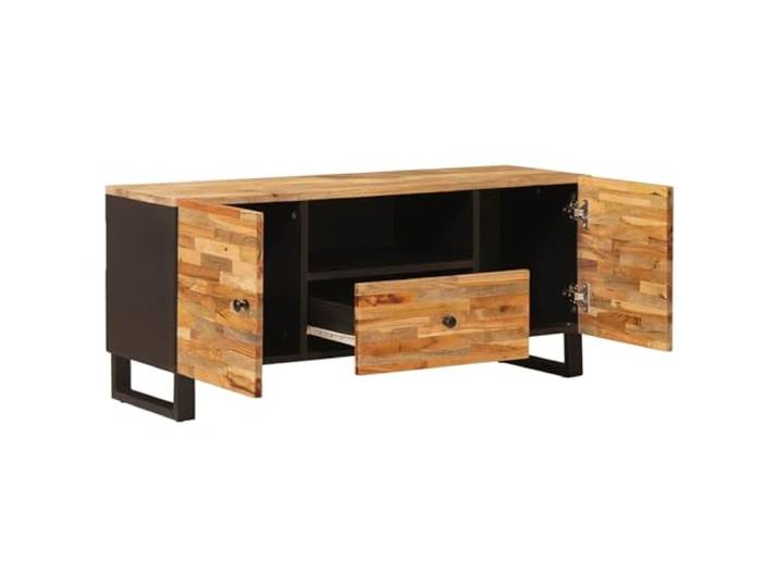 TV-Schrank Braun 105 x 33 x 46 cm Massivholz Mango Massives Mango-Holz, Schwarz-Braun-Kontrast, breite Tischfläche, Stauraum, leicht zu reinigen
