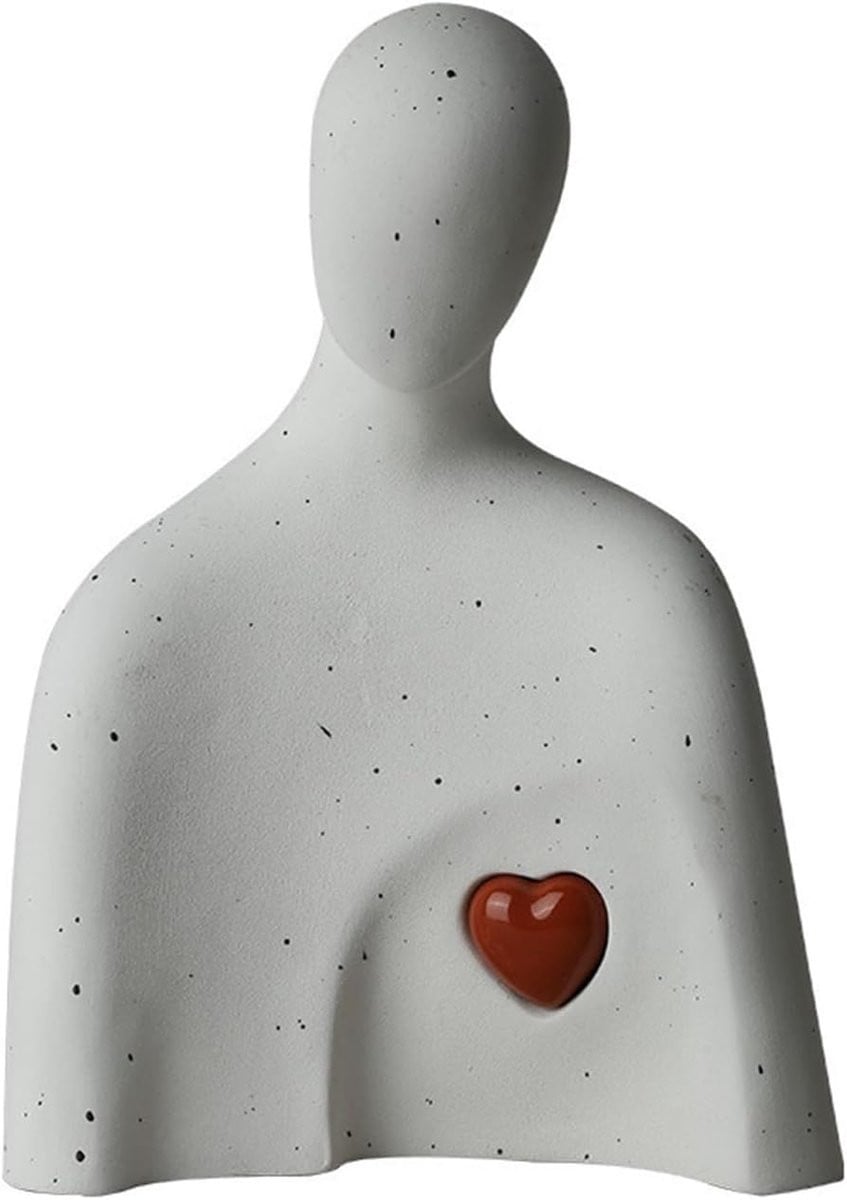 Abstract Paar Sculptuur Liefdesbeeld Wit Hars Hoogte: 27,5 cm