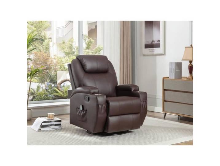 Fauteuil massant SILVANO en simili - Marron