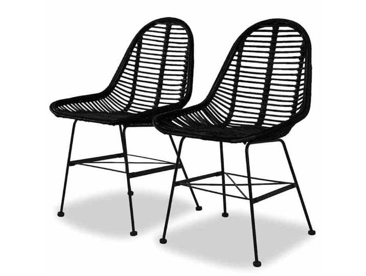 Noir Chaises à manger lot de 2 noir rotin naturel - Chaise de repas H15846