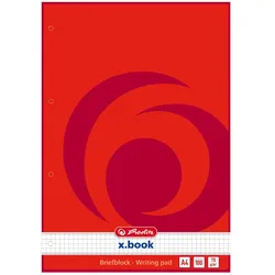 Herlitz 733436 Notizbuch A4 100 Blätter Rot, Weiß