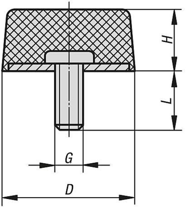 KIPP Gummipuffer konisch Außengewinde M10 x 28 Edelstahl A4 1.4401 (K2338.05001857)