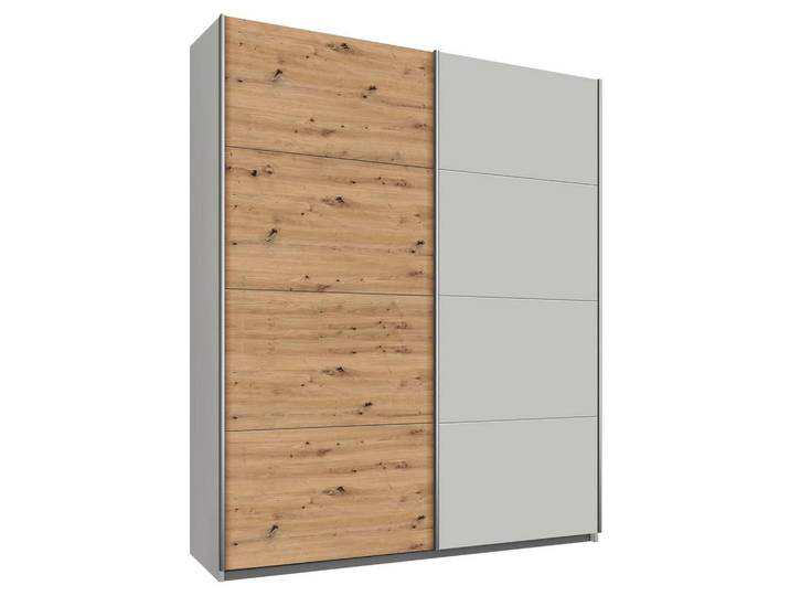Schwebetürenschrank 181cm Feldkirch, Grau/Eichefarben