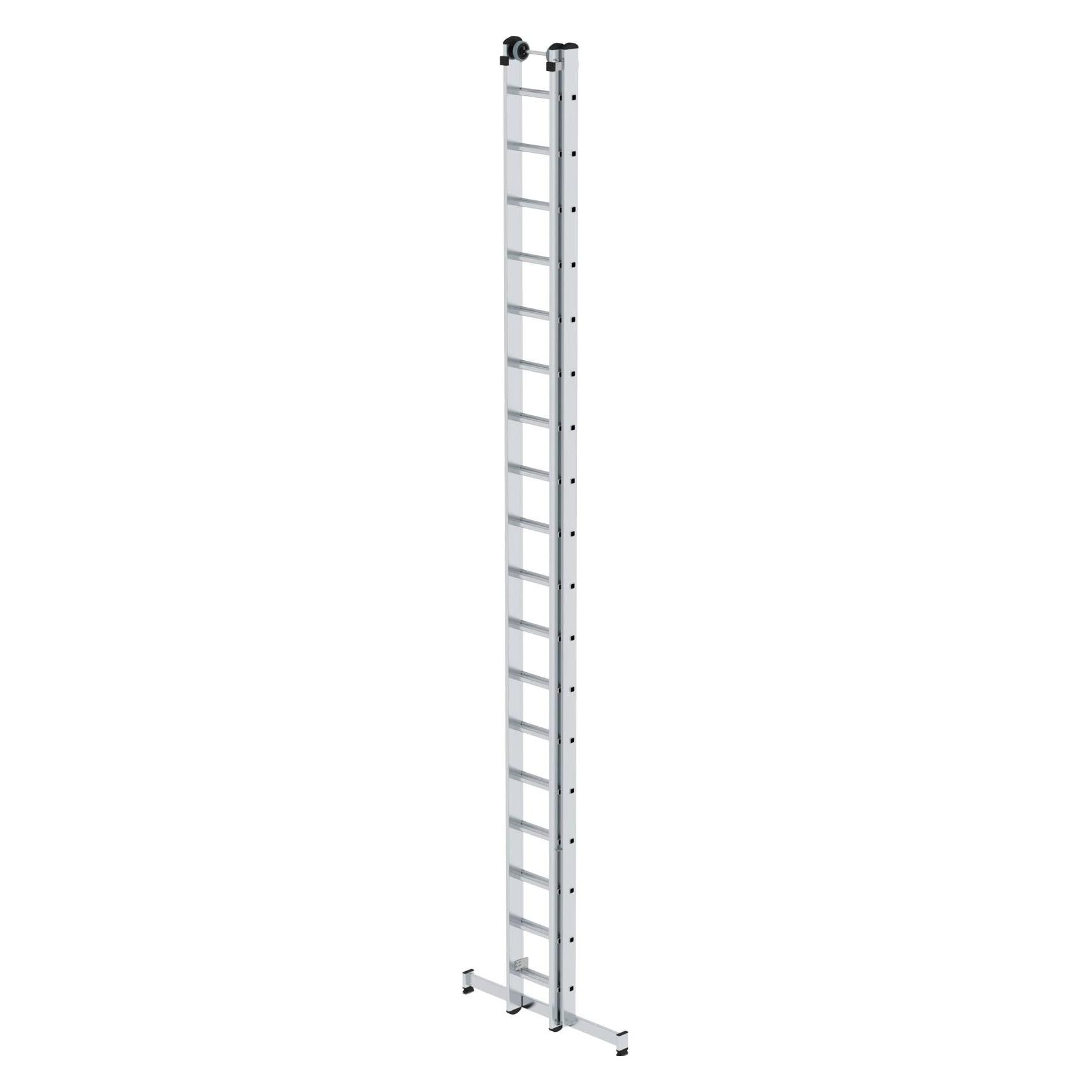 Munk Sprossen-Schiebeleiter 2-teilig mit nivello-Traverse 2x18 Sprossen (Regalleiter) (020418)