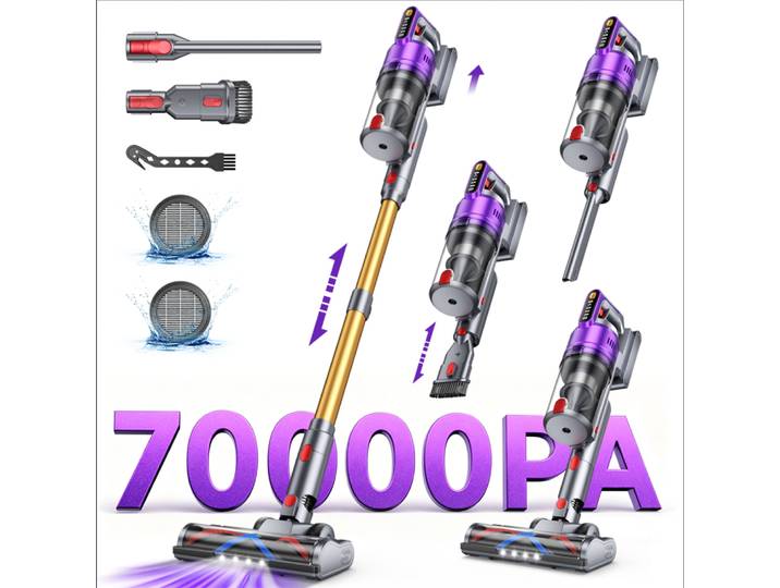 Aspirateur sans fil Tdyon Nova 680W 70000PA, autonomie de 75 minutes, batterie amovible, recharge murale autonome, pour poils d'animaux, tapis et maison