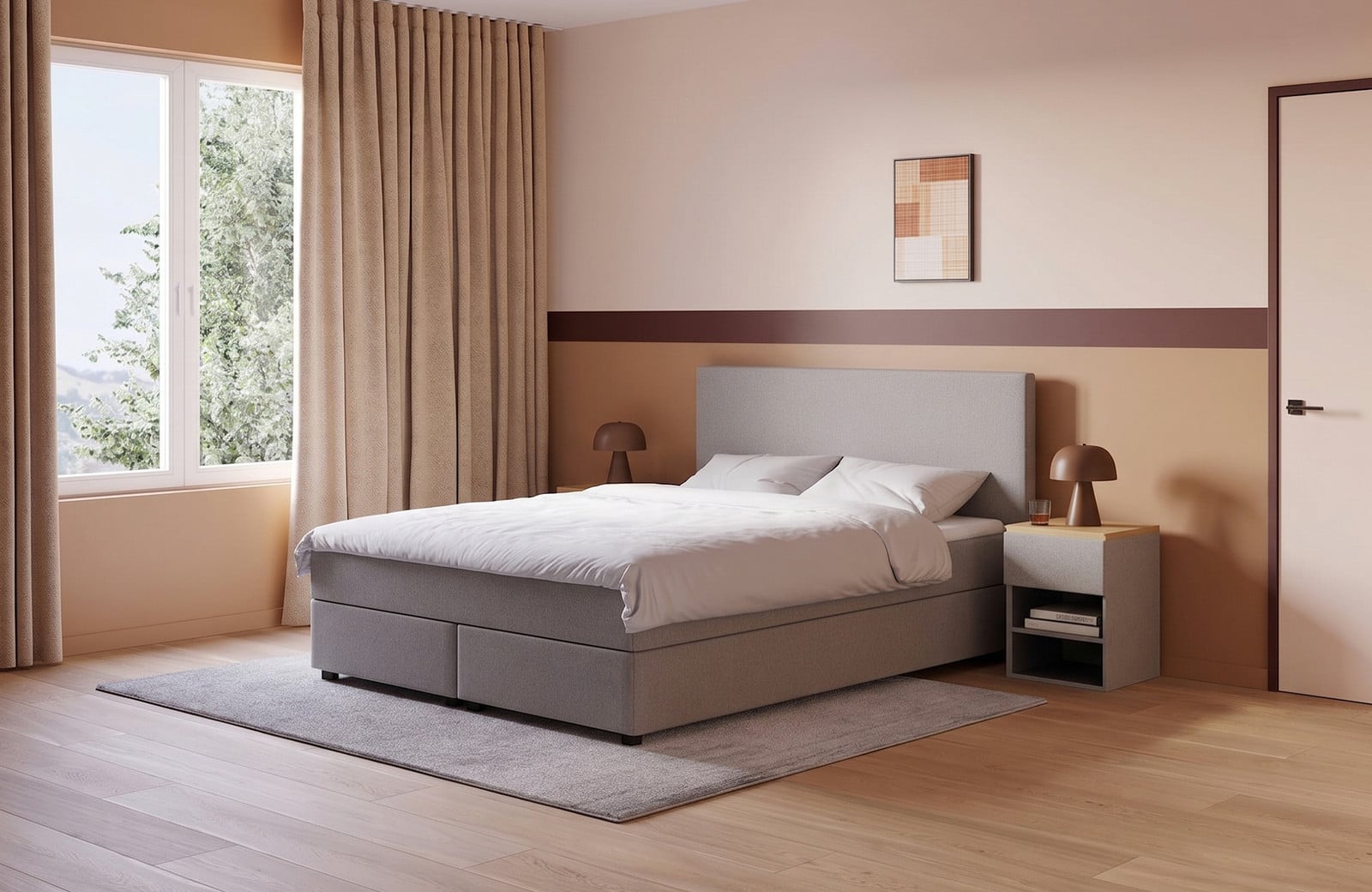 Swiss Sense Boxspring Essence Square Classic - Grijs - Gestoffeerd