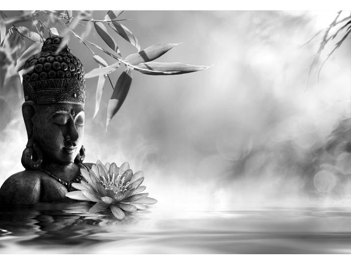 Papermoon Buddah Figur mit Blume Schwarz & Weiss