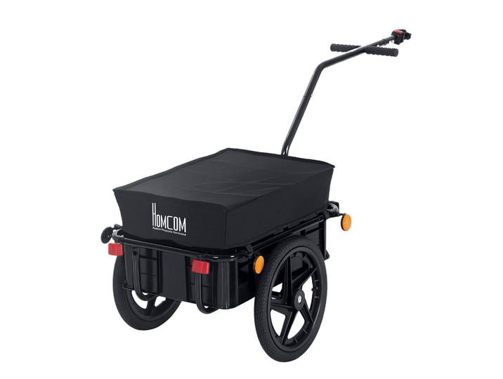 ComfortXL Fahrradanhänger De-18132 2-in-1, 70L Ladekapazität Schwarz, Metall, 59x80x144 cm, Freizeit & Co, Sport & Fitness, Fahrradanhänger