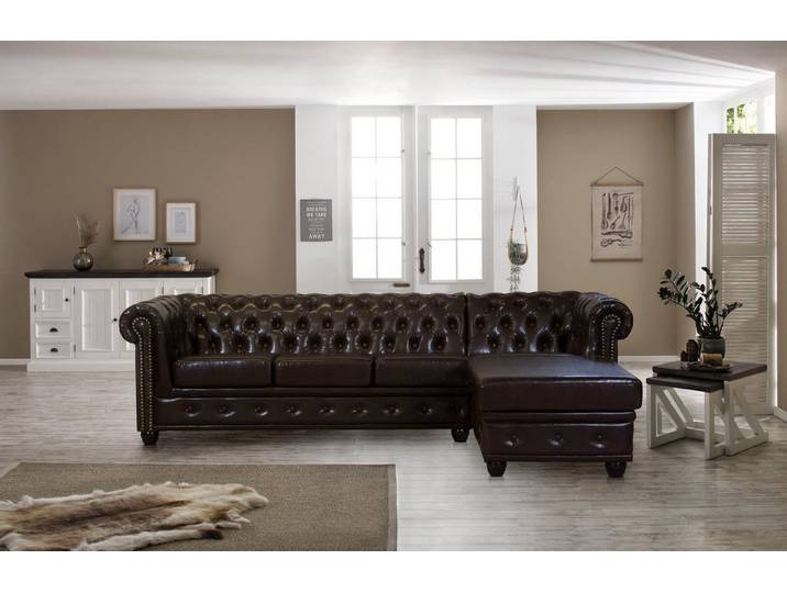Home affaire Chesterfield-Sofa Rysum L-Form, Chesterfield-Optik mit Ottomanen-Abschluß