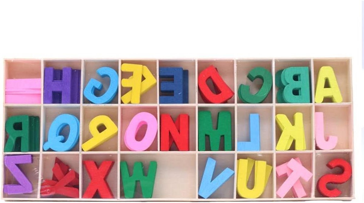 Hout Ambacht Gekleurde Houten Letters Decoratie - 156 Stuks Alfabet - 33 x 25 mm