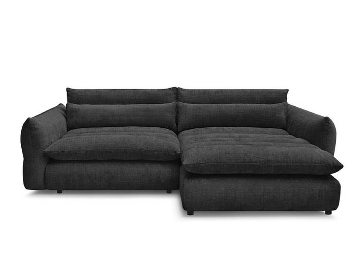 Ecksofa BOBOCHIC NEIL Stoff mit Textur schwarz