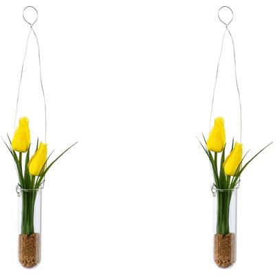 Kunstblume OTTO HOME "Tulpen in Hängevase", weiß, B:4cm H:35cm, Kunststoff, Kunstpflanzen