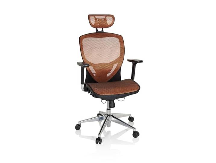 hjh OFFICE 657020 Profi Bürostuhl Venus ONE Netzstoff Schwarz/Orange ergonomischer Drehstuhl, Rückenlehne höhenverstellbar