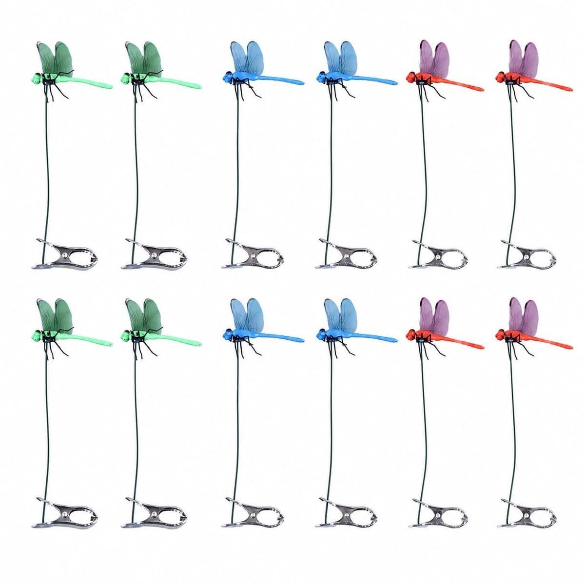 Solidchoice Set van 12 Kunstmatige Libellen Clips voor Tuin Decoratie