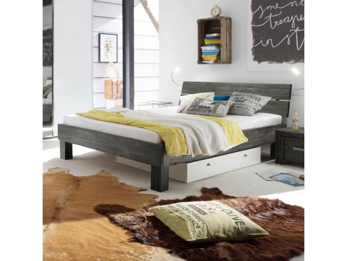 Bett Caldera Akazie Massivholz 200x200cm Vintage industrial