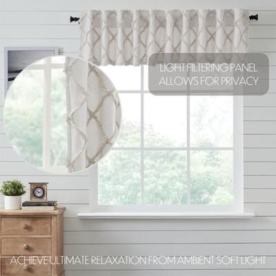 VHC Brands Frayed Lattice Oatmeal Valance 16x72 - M