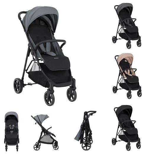 Kinderwagen, Buggy Alexa 22 kg faltbar, Rückenlehne verstellbar, Gurt grau