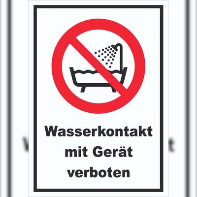 HB-Druck Wasserkontakt mit Gerät verboten Schild A0 Rückseite selbstklebend