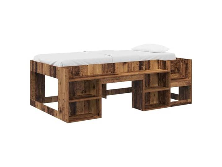 PUGYNBK Kinderbett mit Aufbewahrung aus Altholz Integrierte Fächer, modernes Design, einfache Montage, Reinigung mit feuchtem Tuch