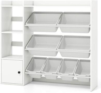 Kids Toy Storage Organizer Wooden Toddler Bookcase w/ 8 Bins