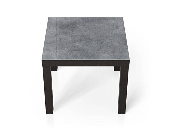 DEQORI Glastisch schwarz klein 55x55 cm Motiv Betonstruktur im Detail ausgefallener Beistelltisch aus Glas Hochglanz Couchtisch fürs Wohnzimmer moderner Couch Tisch mit Design