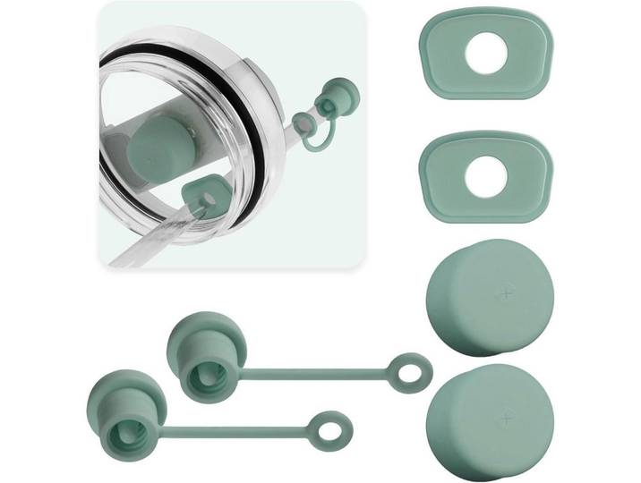 Strohhalm Zubehör 6-teiliges Set Grün, Kunststoff, 1.5x6.5x1.5 cm, Küchenzubehör, Küchenhelfer