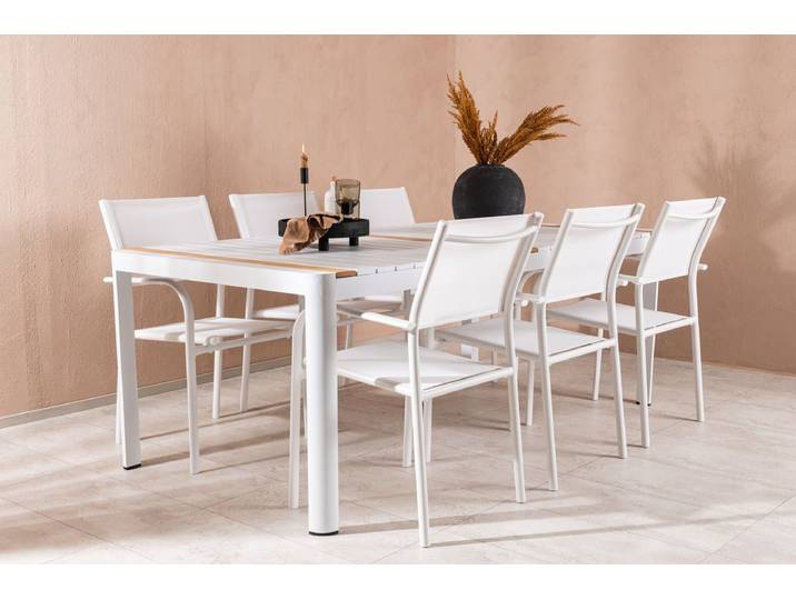 Garten Essgruppe Mareike – Weißes Gartenmöbel-Set in 2 Größen - 200x100 cm - Luxusbetten24