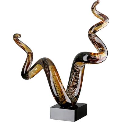 Skulptur GILDE "Skulptur Tabas schwarz", schwarz, B:24cm H:29cm T:11cm, Glas, Dekofiguren, Abstrakt modern Designskulptur Dekoobjekt Wohnzimmerdeko