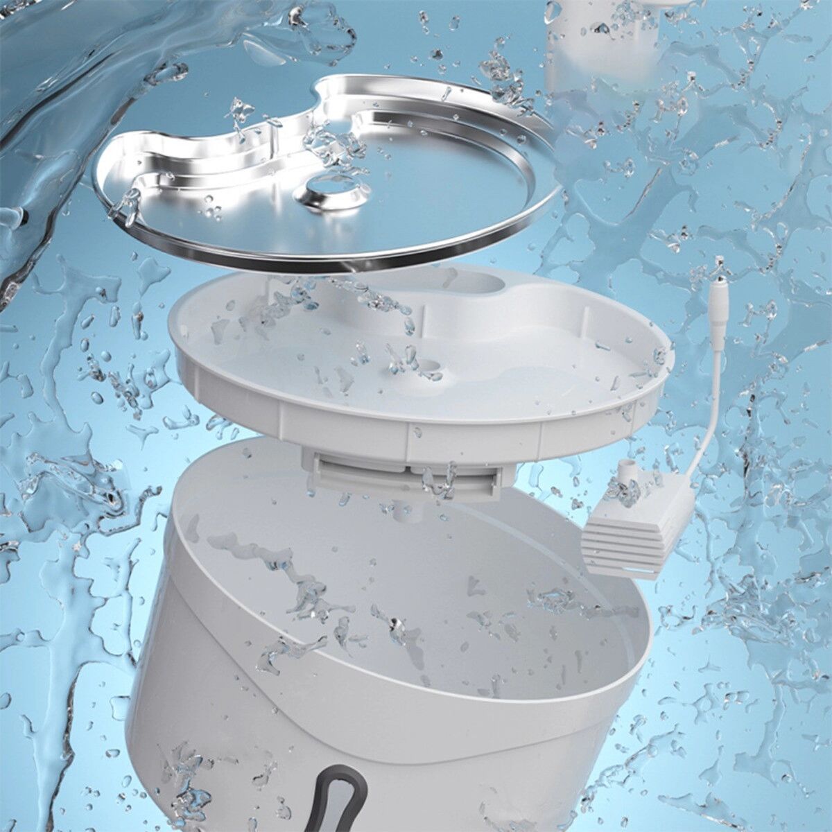INF 2.6L Haustier-Wasserbrunnen – intelligente 4-Stufen-Filtration, leise Pumpe, Type-C-Stromversorgung