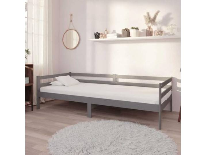 RJPLMFV Ruhebett mit Matratze, 90 x 200 cm, Grau, massives Kiefernholz Schlafsofa, 2-in-1, robuste Latten, für Gäste/Nacht, langlebig und stabil