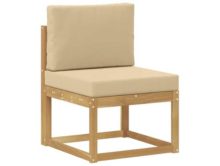 KTHLBRH Sofa-Set für den Außenbereich, 6-teilig, Weiß und Beige, Polyester Akazienholz, modulares Design, wetterfest, Rückenlehne aus Lattenrost