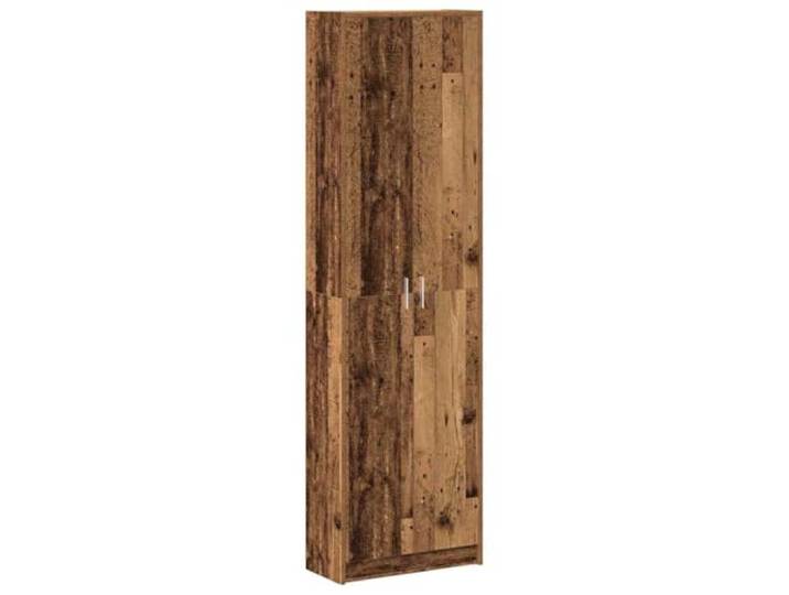 HNSMFPRE Schrank aus Holz, Antik-Optik, 55 x 25 x 189 cm, Holz Aufbewahrungsmöbel, Schlafzimmer, Kleidung, Schuhe, Accessoires, Regale, Scharniertüren, silberfarbene Metallgriffe